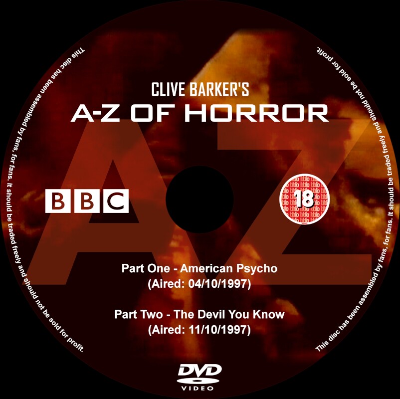 Rob's Nostalgia Projects - Clive Barker's A-Z Of Horror DVD